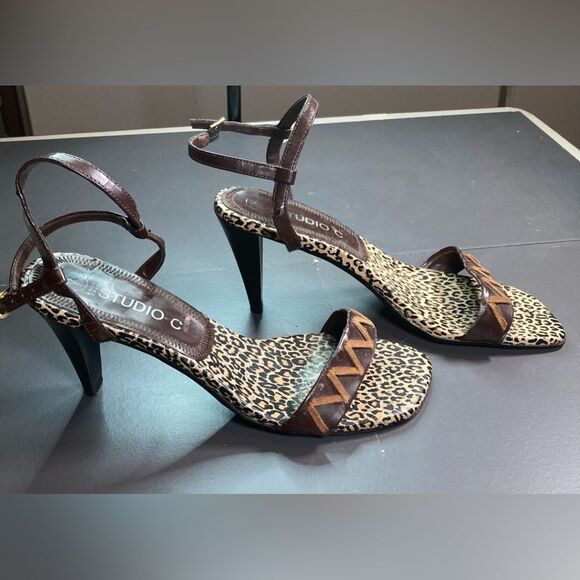 Studio C Cheetah Print Brown and Tan 3” Heels, size 7 - Picture 1 of 4